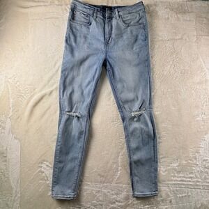Free Assembly Jeans Womens 12 High‎ Rise Skinny Light Wash Ripped Grunge